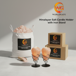 Himalayan Salt Candle Holder with Iron Stand