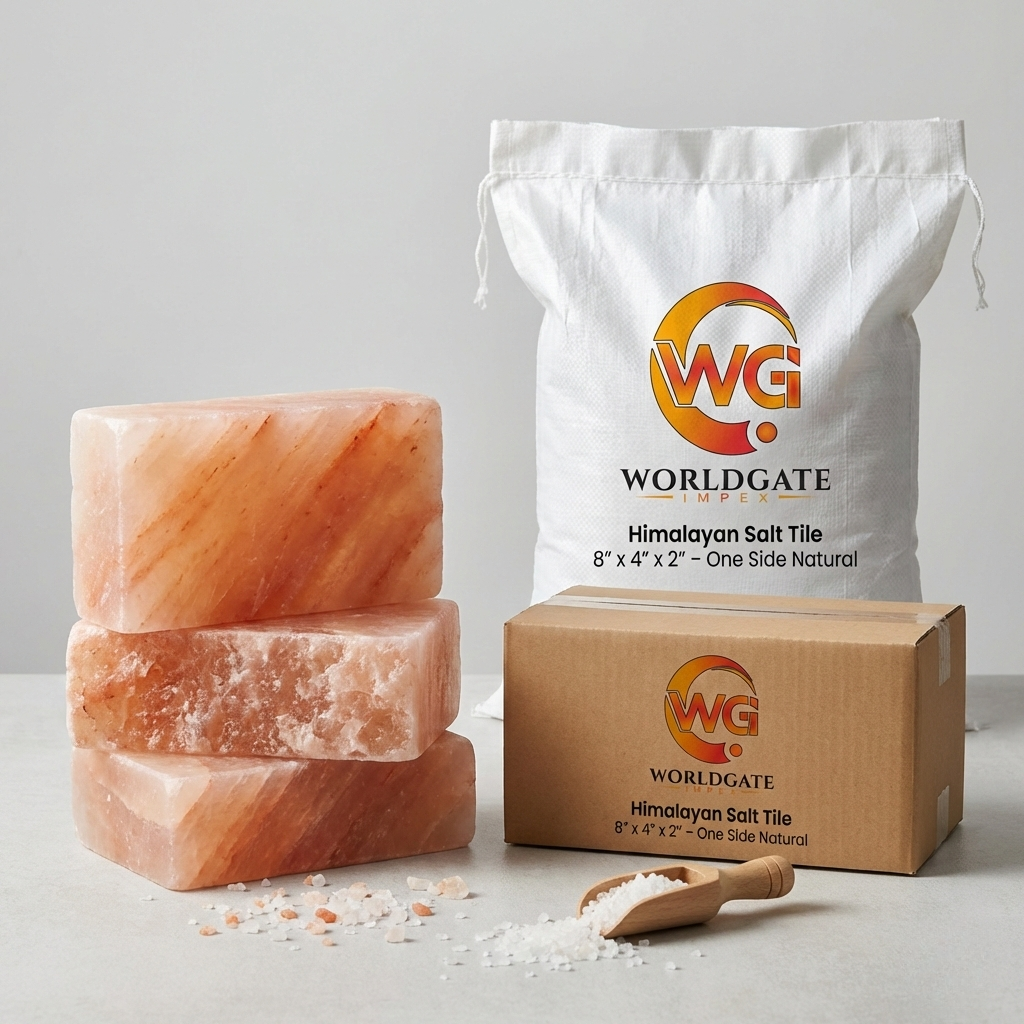 Himalayan Salt Tile 8″ x 4″ x 2″ – One Side Natural