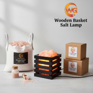 Wooden Basket Salt Lamp - Design 2
