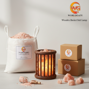 Wooden Basket Salt Lamp - Design 3