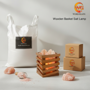 Wooden Basket Salt Lamp - Design 5