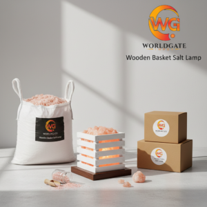 Wooden Basket Salt Lamp - Design 7